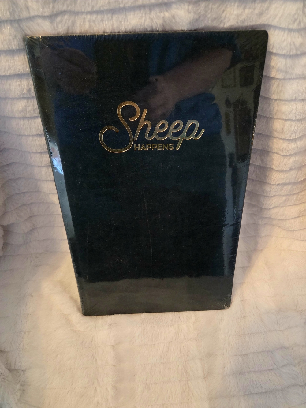 NWT Sheep Happens Brushed Cotton - Dark Green with Gold Foil